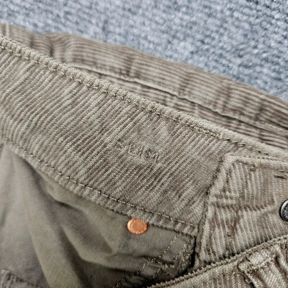American Eagle Corduroy Slim Pants Mens 30x29 Flex Olive Green Stretch Dark Wash